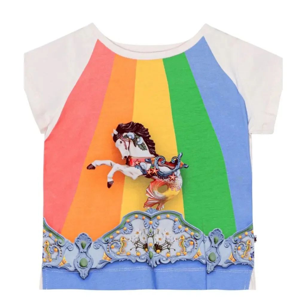 NWT Molo Elly Short Sleeves T-Shirts - Carousel Top Girl’s Sz. 4Y